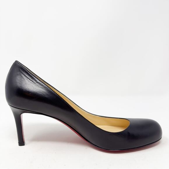 Christian Louboutin Simple Pump 70 Black Leather Heels EU 37 - Picture 6 of 9
